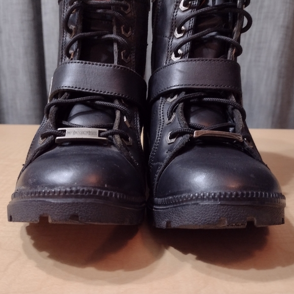 Milwaukee Black Leather Motorcycle Lace Up Boots Size 5 - Picture 9 of 13